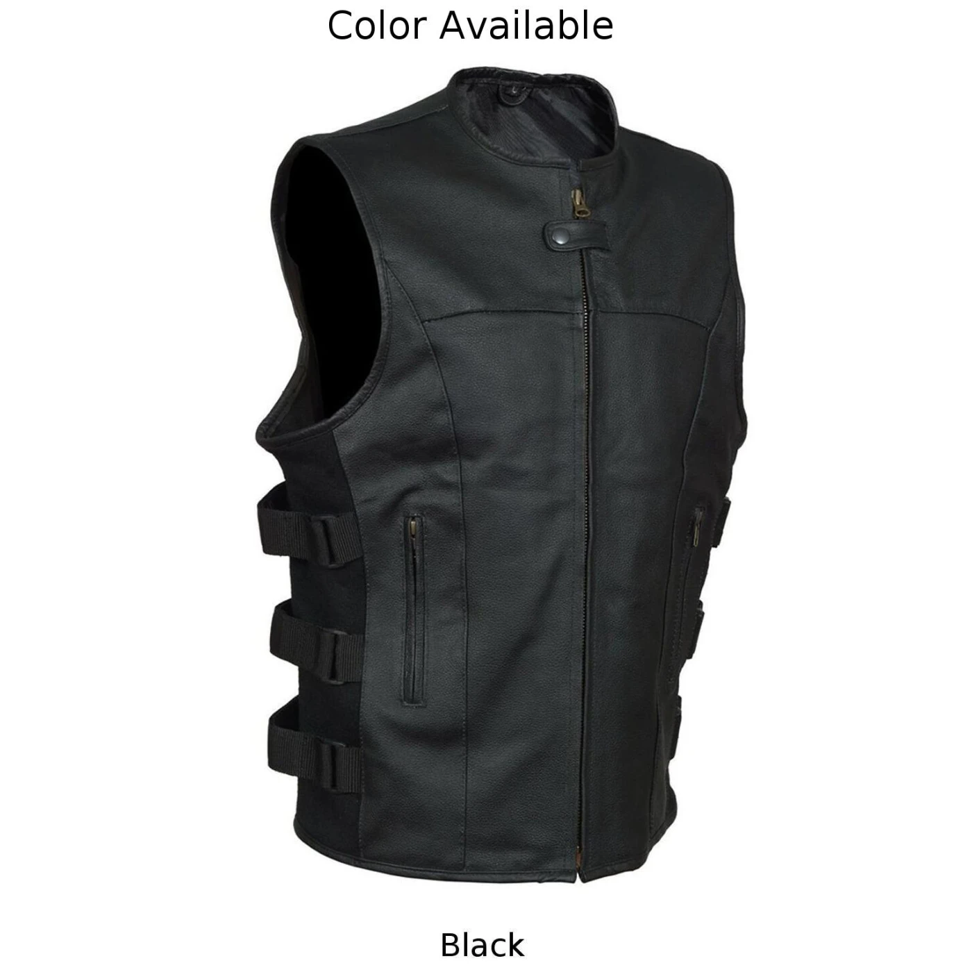 Black Faux Leather Waistcoat  Men\\\\\\\'s Biker Vest  Various Club Bikers Vests  Casual Sleeveless Vest  Stand Collar