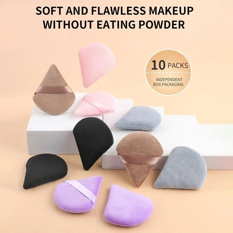 10 multi-color powder puff combination set powder puff set multi-color triangle heart-shaped powder puff cosmetic cotton