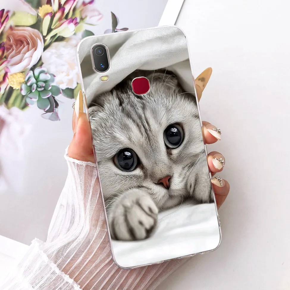 Clear Cute Cat Floral Soft Back Cover - Luxury Painted Design