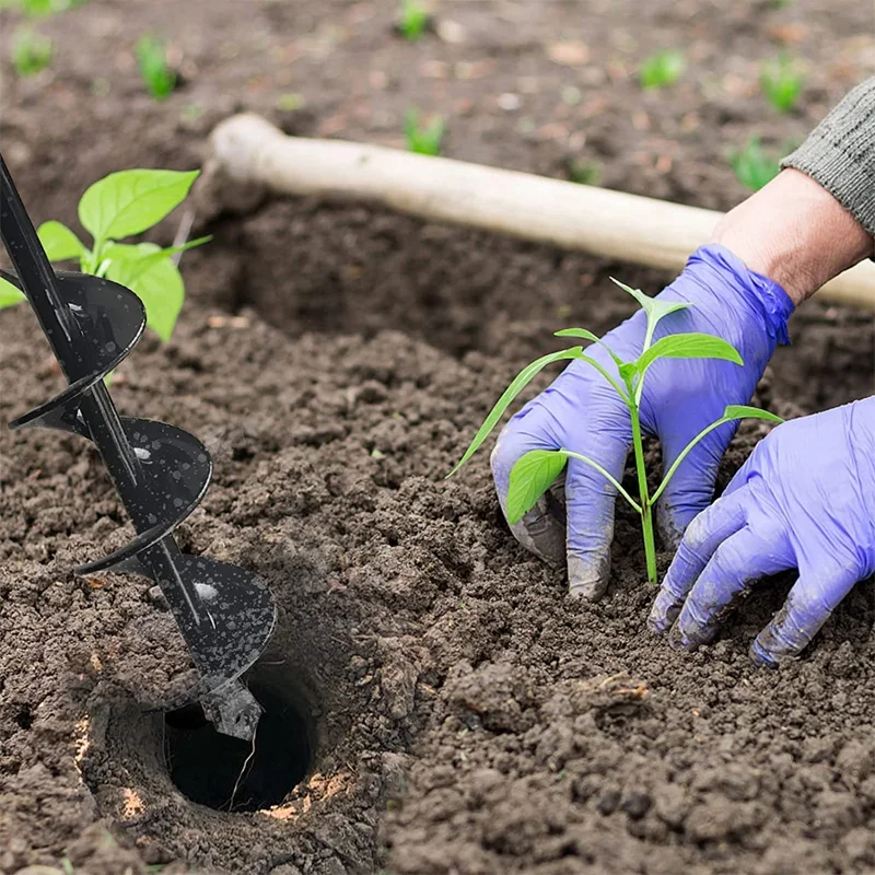 Broca de barrena de jardín, herramienta para excavar agujeros en espiral, taladro de tierra para plantar semillas, valla de jardinería, plantador de flores, 9 tamaños