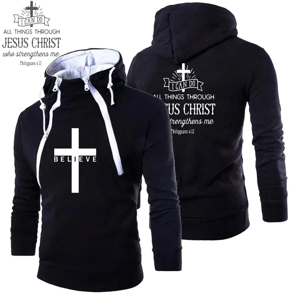 

Men's Jesus Hoodie Outdoor Personality Casual Sports Print Hoodie Jogging Hooded Pullover Double Zipper Jacket