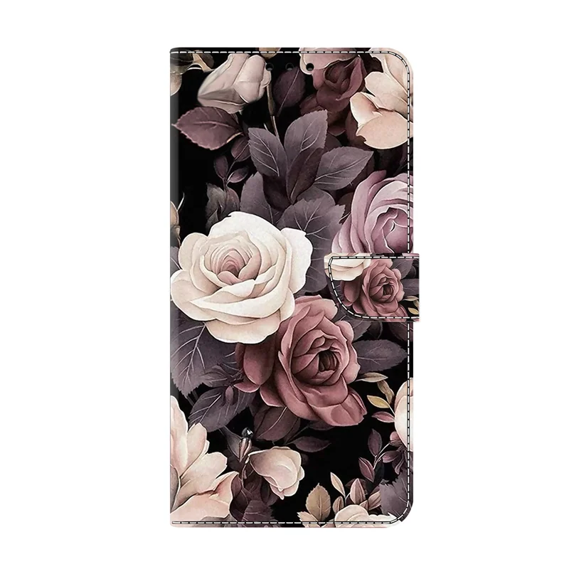 3D Flower Painted Leather Wallet Phone Case with Card Slot