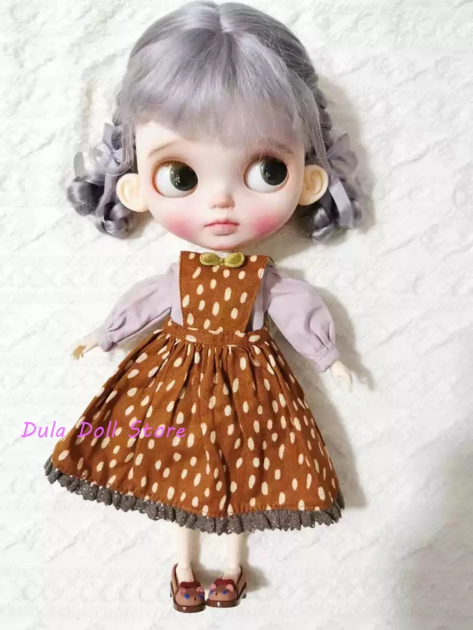 

Dula Doll Clothes Dress Polka dot purple inner skirt set Blythe ob24 ob22 Azone Licca ICY JerryB 1/6 Bjd Doll Accessories