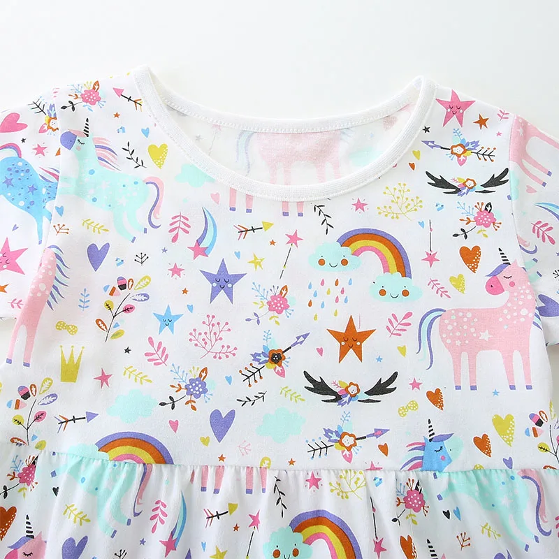 Children's Clothing Kids Clothes Baby Girls Summer 2025 New Dress Holiday Cartoon Unicorn Dresses Vestidos Cotton