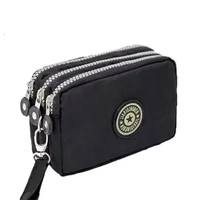 Women Three-layer Long Zipper Coin Money Pocket Purse Women's Handbag Wrist Mobile Phone Card Key Coin Bag Wallet Washable Cloth - Image 3