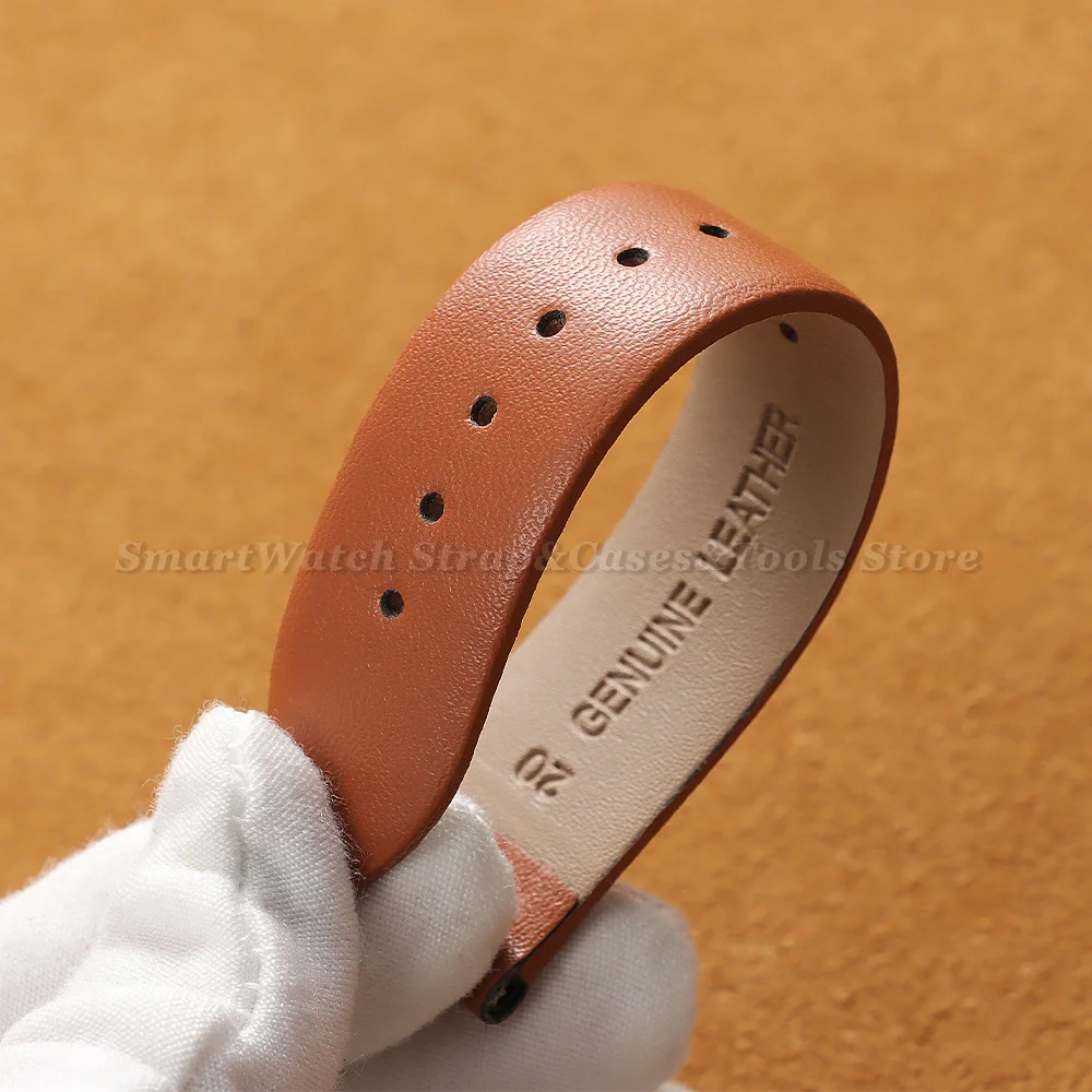 Premium Ultra-Thin Genuine Leather Watch Strap with Soft Cowhide Band and Butterfly Clasp
