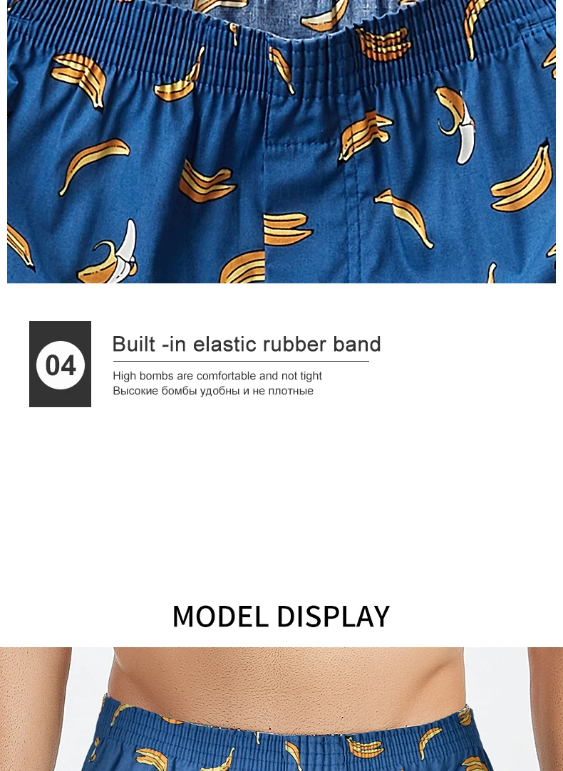 Men's Boxer Shorts Men Underwear 100% Cotton Loose Short Home Wear Comfortable Boxer Short Printed Men's Underwear Men Boxerpure
