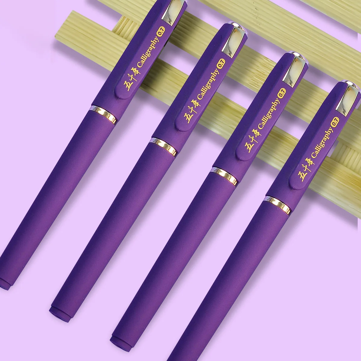 

3/6pcs Not erasable purple smoothly black Gel Pen 1.0mm Metal pen clip For Student School Supplies Back-to-school season