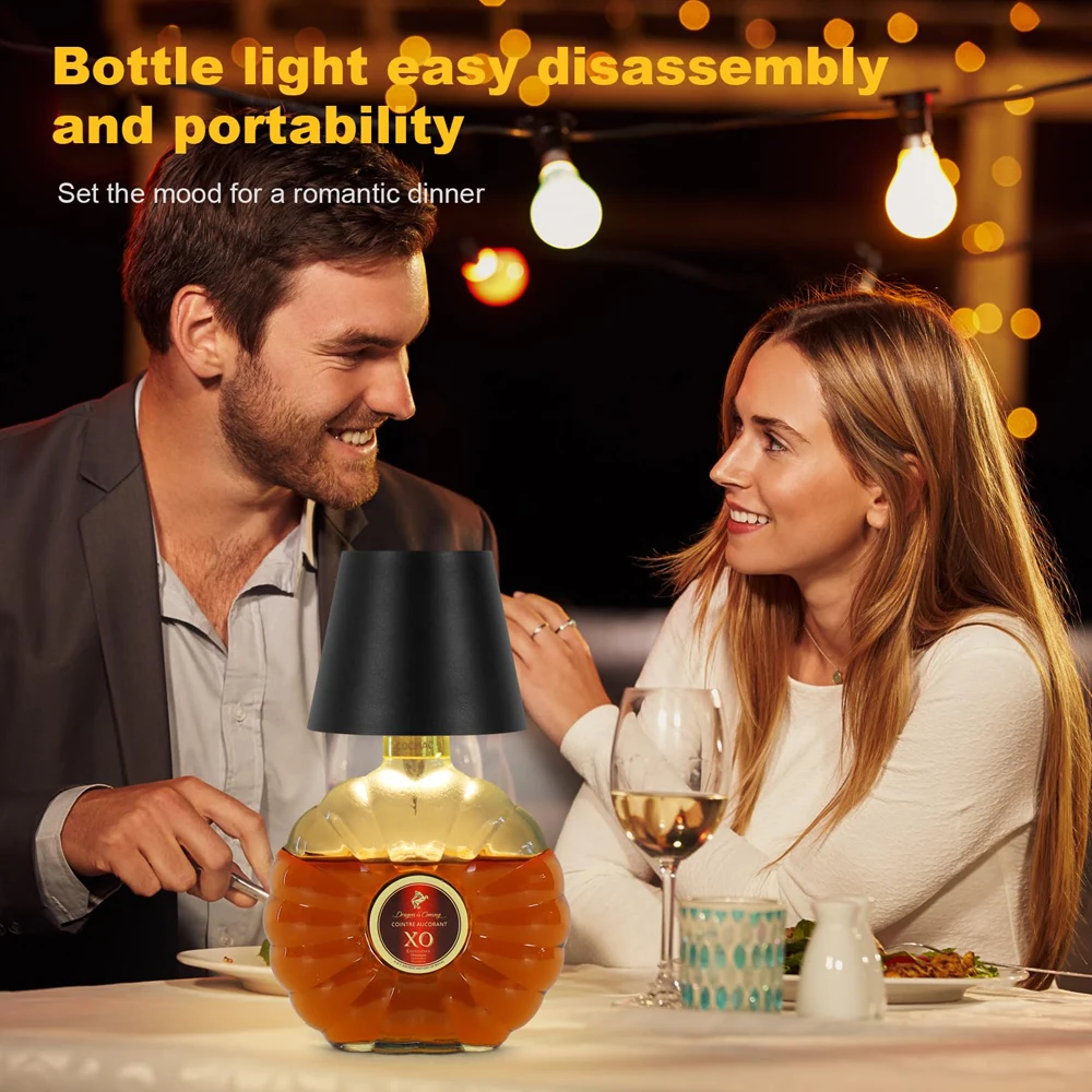 Description Picture 2 of itemLED Wine Bottle Lamp Portable Table Lamp Cordless Night Light 3 Color Dimmable Desk Lamp for Restaurant Bar Party Bedroom