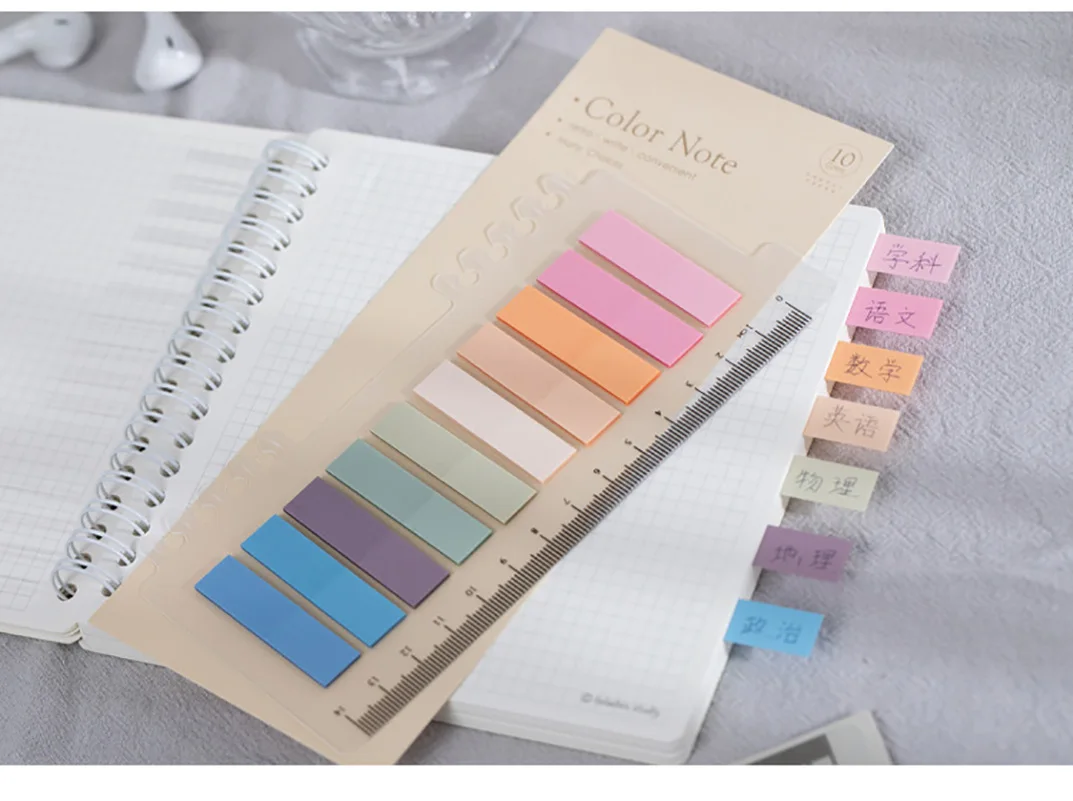

100/200pcs Morandi Color School Paste Notebook Pet Memo Student Notepad Stickers Stationery Simple Tear Memo Tag School Supplies