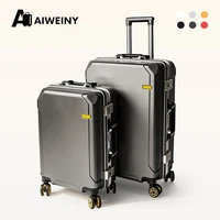 AIWEINY Aluminum-Frame Suitcase Triple-Layer Pressure-Resistant PC Dual Anti-Theft Lock Silent Spinner Wheels Airport-Certified