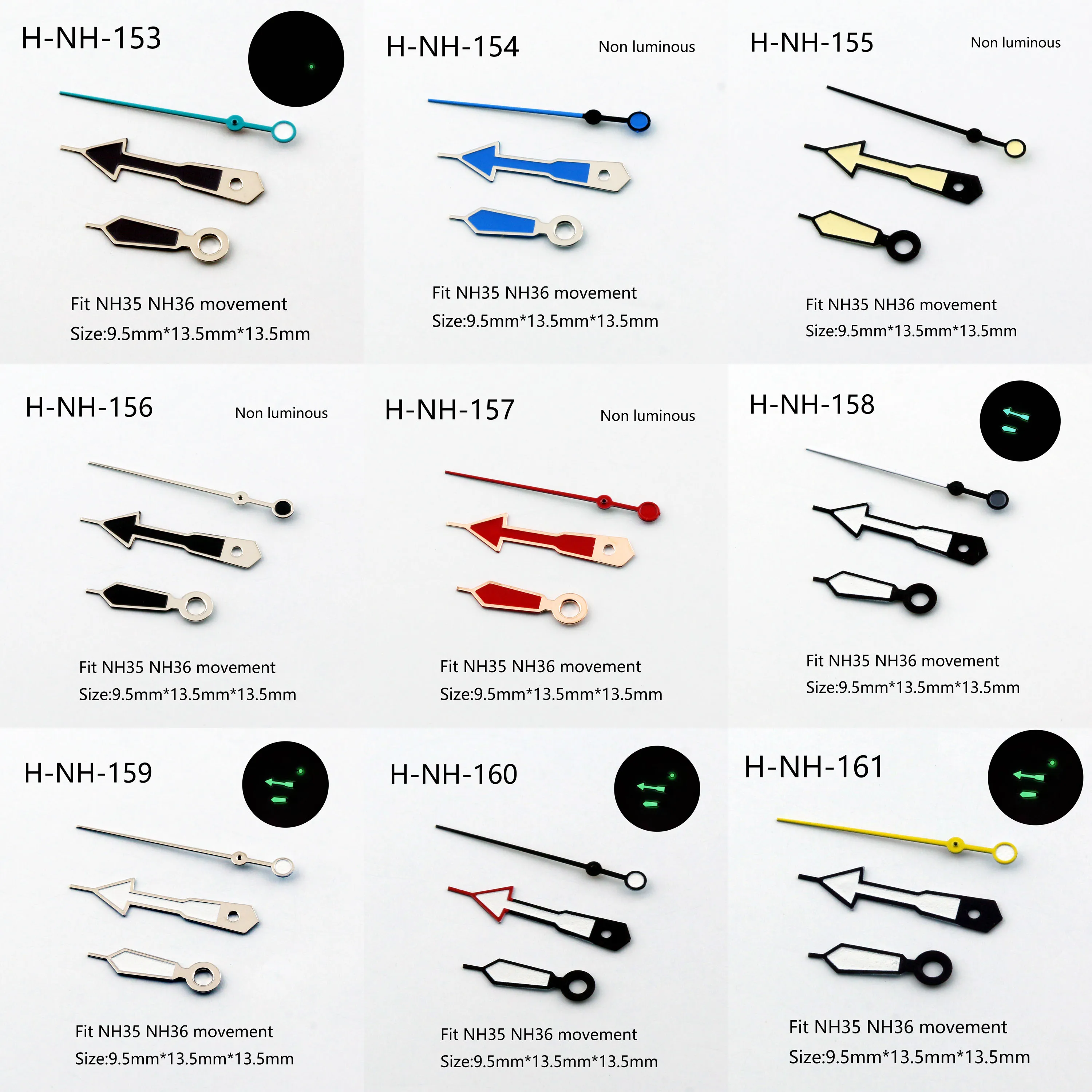 

Watch accessories watch pointer NH35 hands white pointer green super luminous, suitable for NH35 NH36 movement Turtle hands