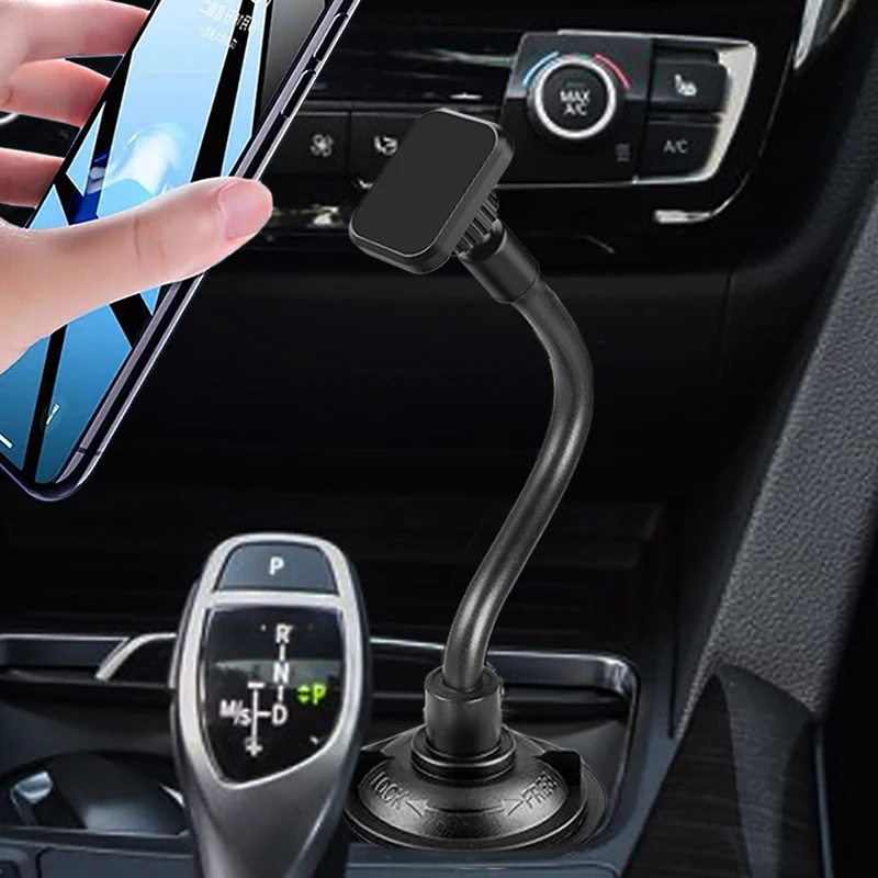 Car Cup Magnetic Phone Holder Universal Adjustable Strong Magnet Gooseneck Car Cup Holder Phone Mount for iPhone Samsung Xiaomi