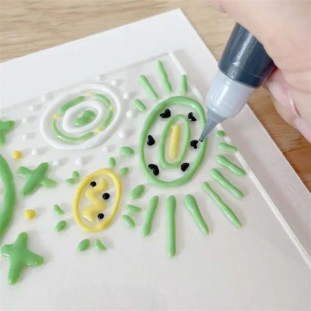 3D Magic Gum Paint Pen Polfes Természetesen Levegőn Szárított Gyermekek Diy Ablak Ólomüvegfestékek Kristályablak-Matricák Készítéséhez - Image 4