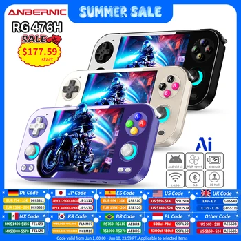 Console di Gioco Portatile ANBERNIC RG 476H, Schermo LTPS Senza Bordi da 4.7', Lettore di Videogiochi Android RG476H con Uscita 1080p-DP