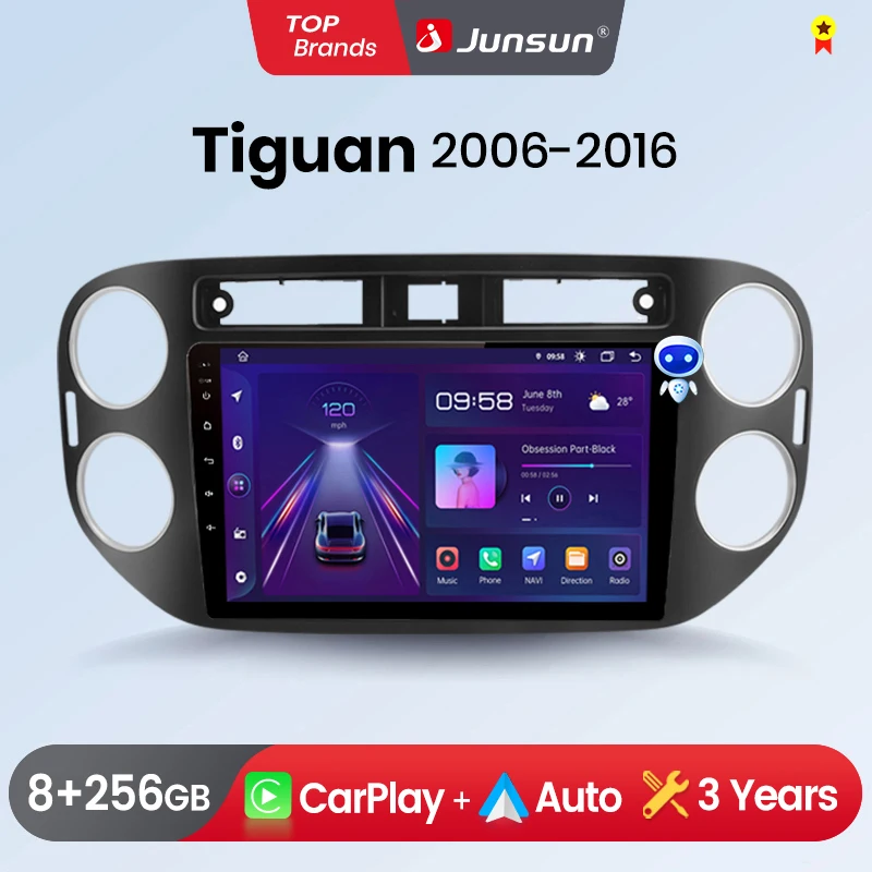 Junsun -Radio Multimedia con GPS para coche, sistema inteligente con Android, CarPlay, para VW, Volkswagen, Tiguan 1 NF 2006, 2007-2016