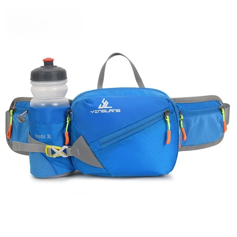 Nylon Waist Pack for Hiking Marathon Trail Running Outdoor Sports Water Bottle Holder Adjustable Lightweight Belt Bag