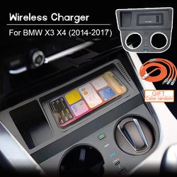 Wireless Charger For BMW X3 X4 F25 F26 2014 2015 2016 2017 TYPE-C /USB Mobile Phone Charging Charger Interior Plate Accessories