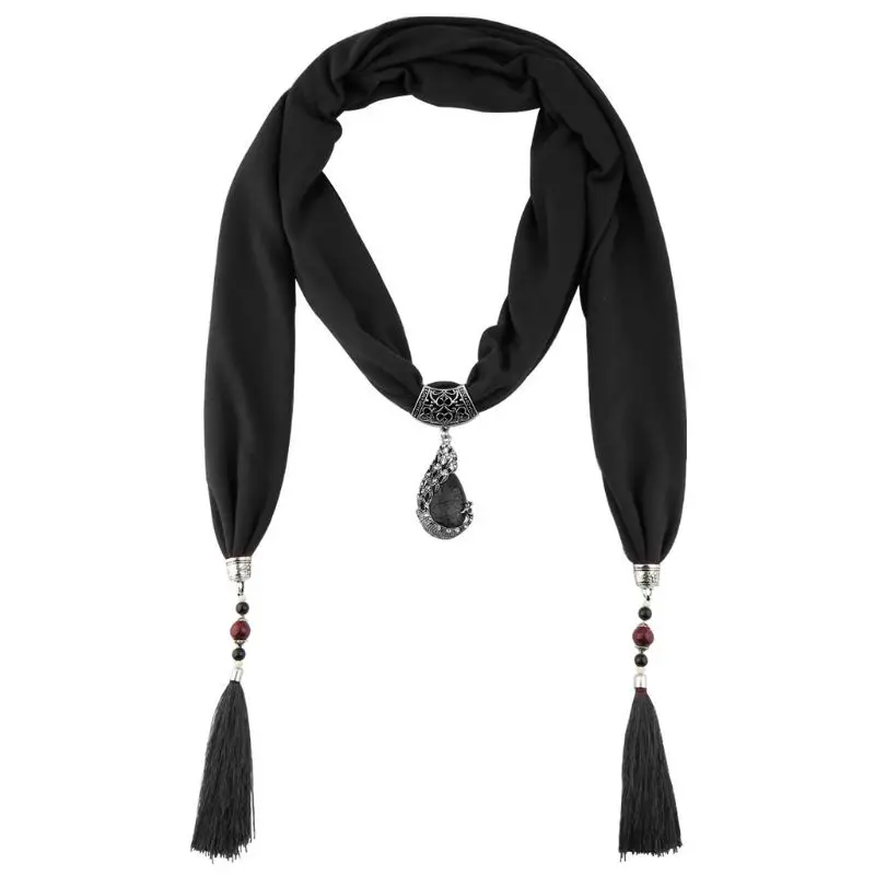 

Womens Bohemian Ethnic Retro Beaded Tassels Scarf with Water Drop
