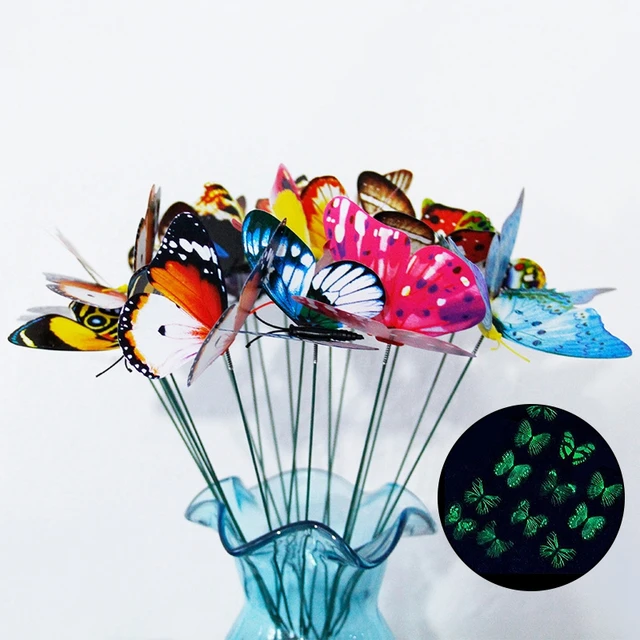 5-24Db Fényes Pillangók Kerti Udvar Ültetvényes Színes Szeszélyes Pillangó Tét Dekoracion Kültéri Dekoráció Virág Edények - Image 4