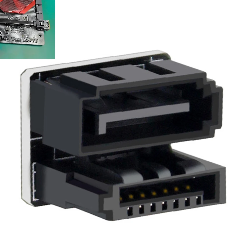 Motherboard SATA 7PIN Connector Plug and Play Elbow Head SATA 7Pin Angled Adapter 180 Degree Turn Connector Computer Accessories