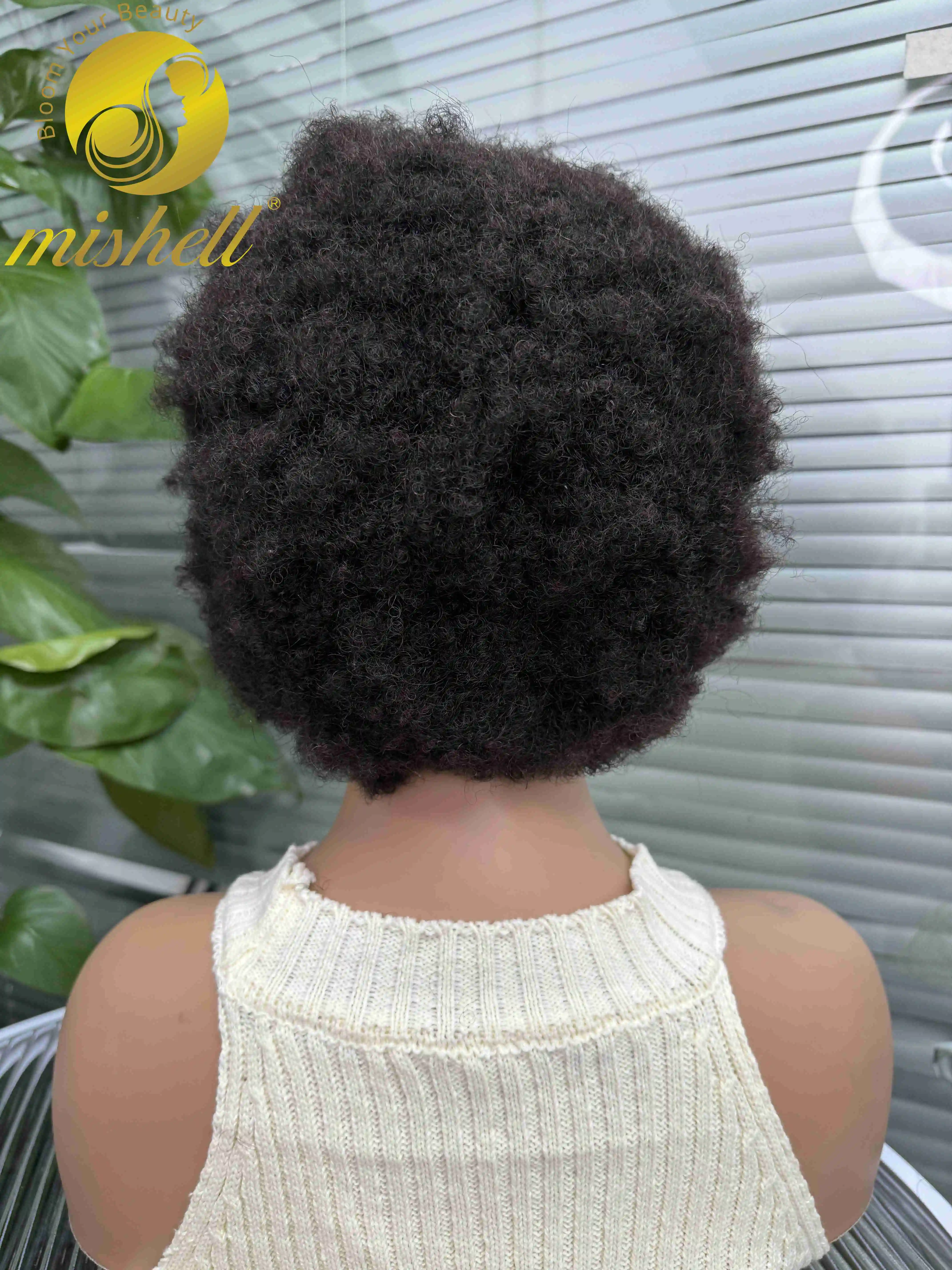 Short Afro Curly Wigs Natural Bouncy Curly HD Transparent Full Lace Human Hair Wig for Women Brazilian Remy Kinky Curly Bob Wigs