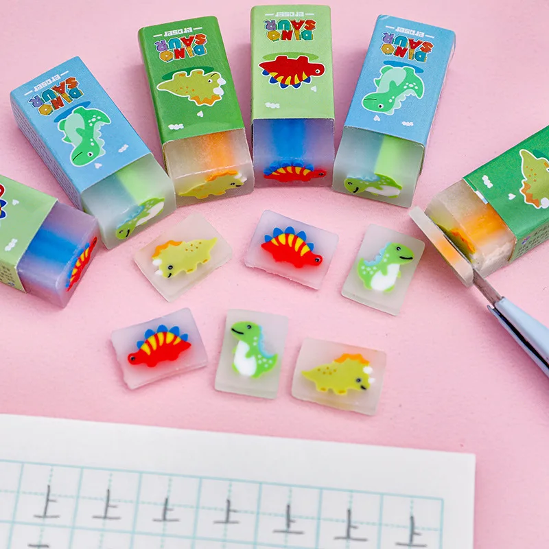 10Pcs Cartoon Dinosaur Theme Painting Erasers for Kids Birthday Party Favors Back To School Stationery Gift Pinata Fillers