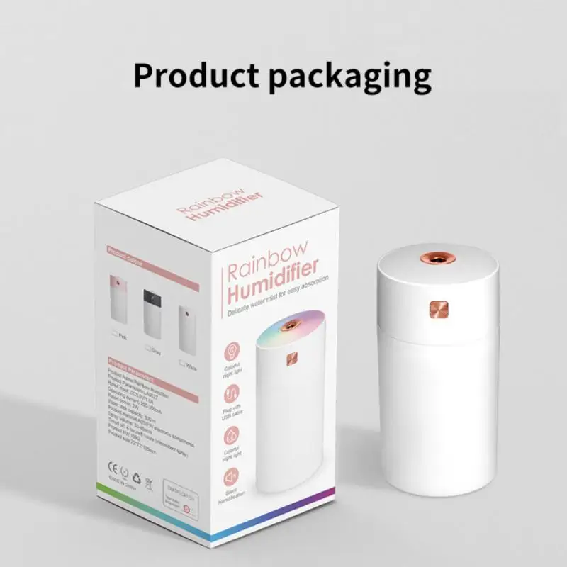 300ml Car Air Humidifier Car Electrical Appliances Small Household Fog Volume Aromatherapy Rainbow Cup Humidifier Purifier