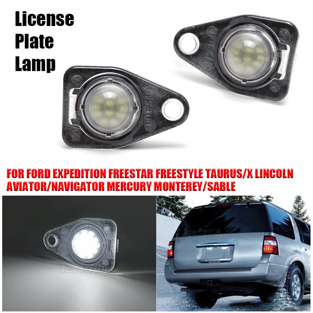2pcs Tag Lamp White LED License Plate Light For Ford Taurus