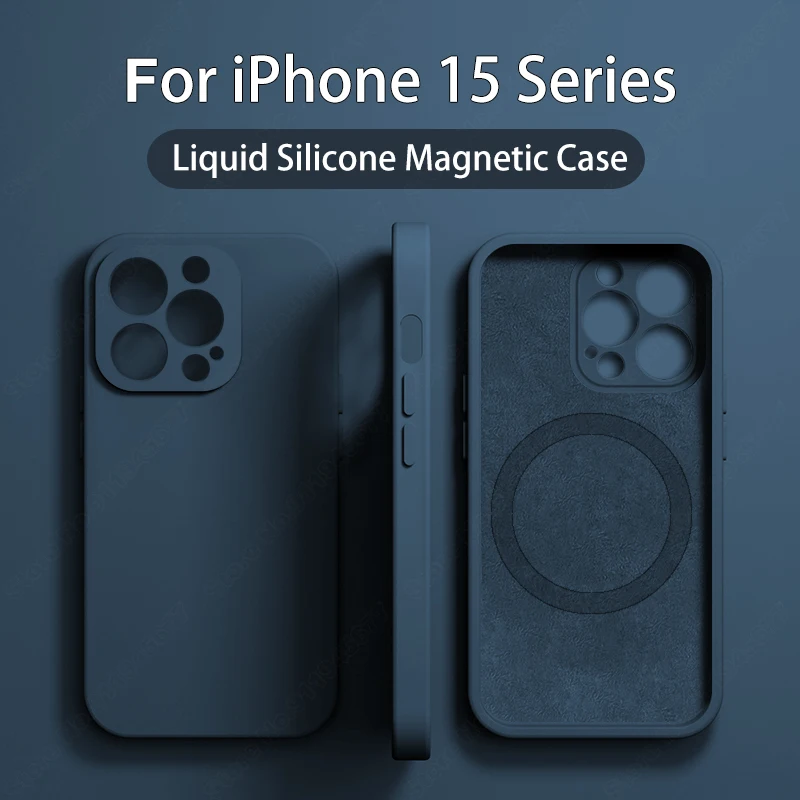 Оригинальные магнитные чехлы из жидкого силикона для iPhone 15 13 12 11 14 Pro Max Mini XS XR X 8 Plus, чехол for Magsafe, аксессуары для телефонов