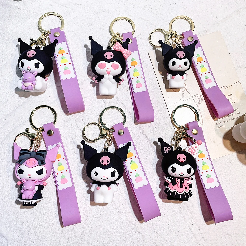 

Kawaii аниме аксессуары Kuromi брелок Аниме Фигурка Искусственный ПВХ брелок для женщин сумка кулон девушка украшения подарок