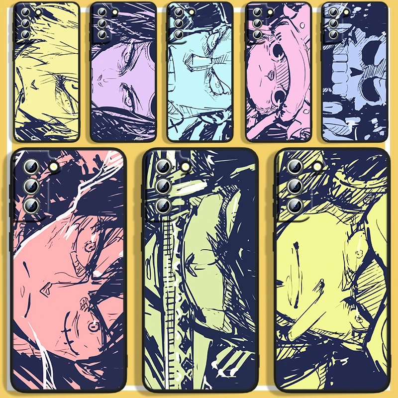 

Ones Pieces Character Painting Phone Case For Samsung S8 S9 S10 S20 S21 S22 Plus 4G S10e 5G Lite Ultra FE Black Cover