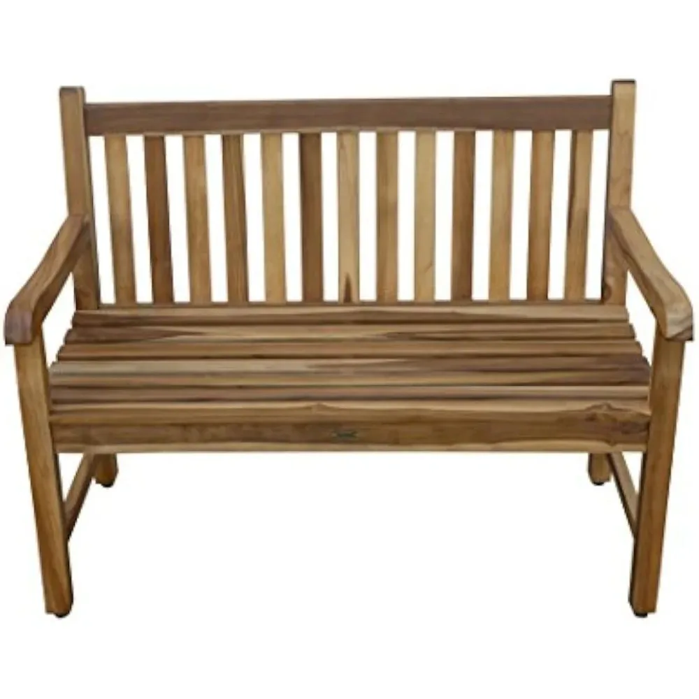 

Outdoor Bench Teak Wood Garden Bench Patio Bench With Armrests and Backrest Outside Benches Furniture
