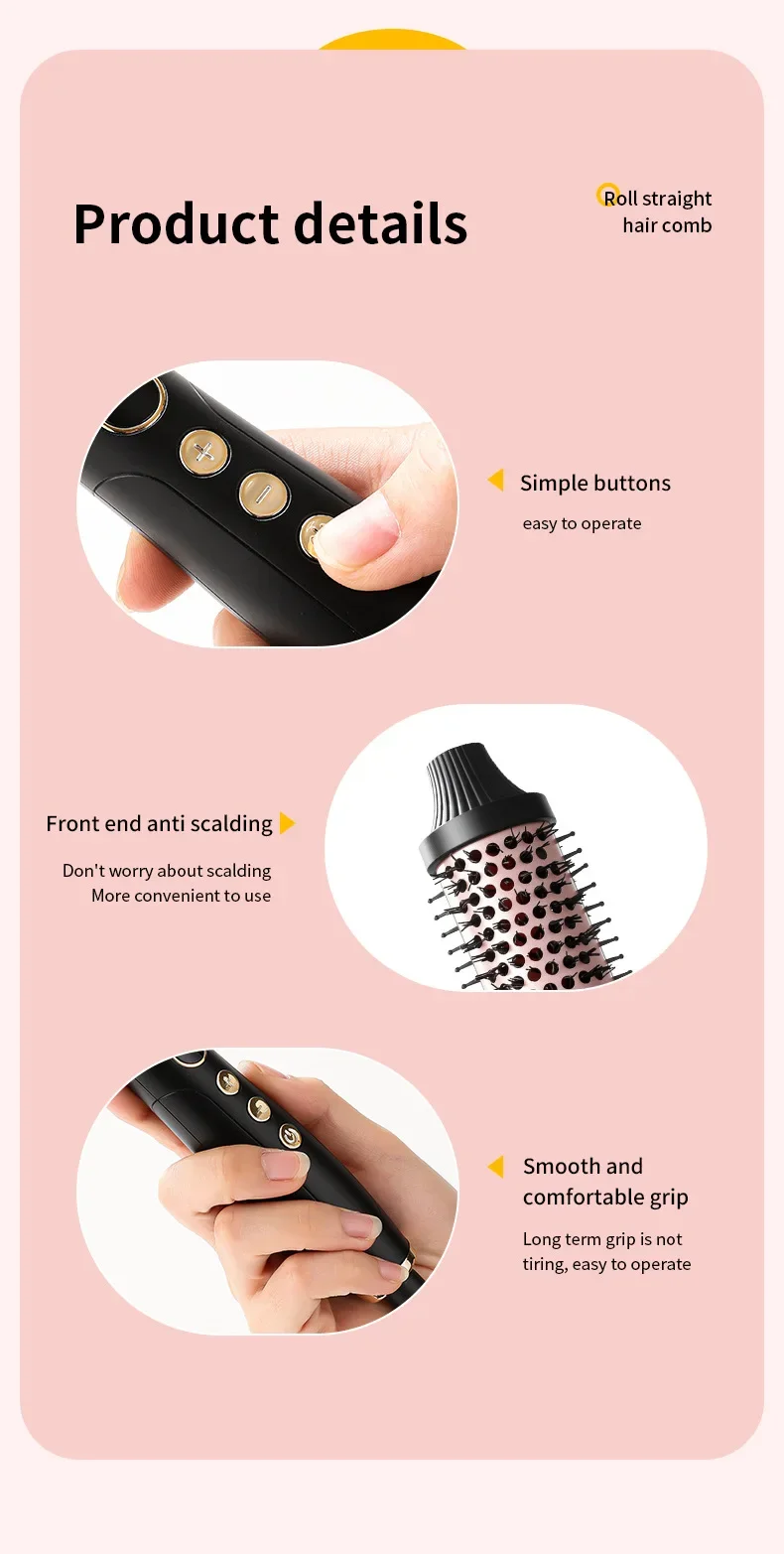Escova alisadora e modeladora de cabelo profissional com aquecimento ptc_voghion.com