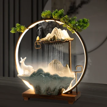 Tabletop Fountain with LED Lights Rockery Waterfall 1