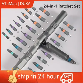 DUKA ATuMan RS1 핸드 툴 래칫 세트 렌치 스크루 드라이버 24 in 1 멀티 툴 S2 마그네틱 비트 DIY 가정용 수리 도구, 수공구 래칫 스크루 드라이버 수공구