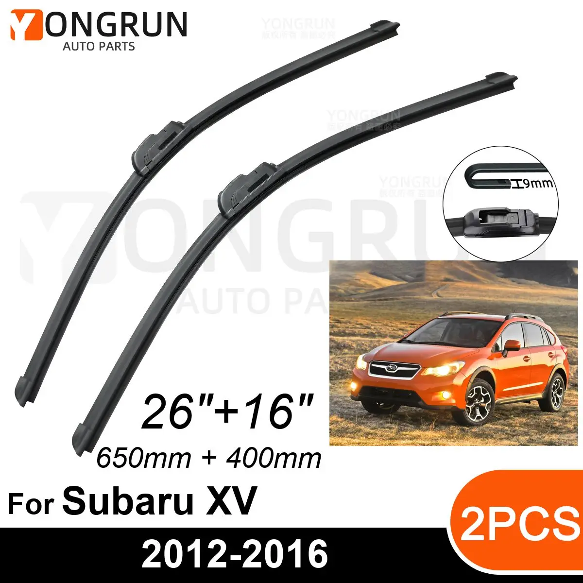 

Стеклоочистители передние Автомобильные для Subaru XV Crosstrek 2012-2016, резиновые щетки стеклоочистителя, 26 + 16 дюймов, лобовое стекло автомобиля