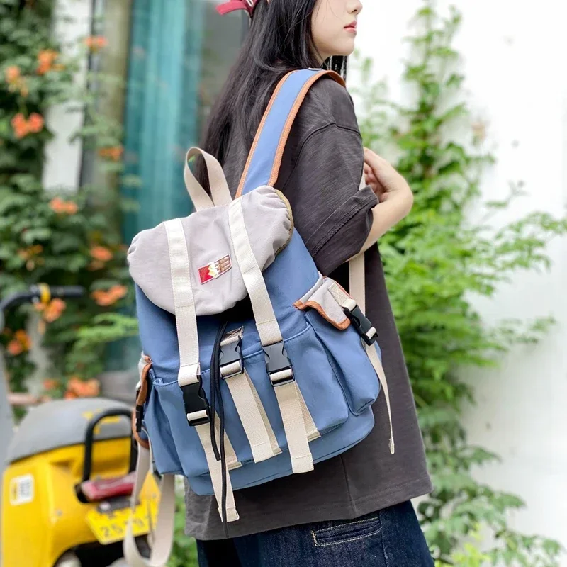 Color Matching Fashion Nylon School Bag High Capacity Hasp Multiple Pockets Backpacks 2024 Hot Sale Bags for Girls and Boys 5