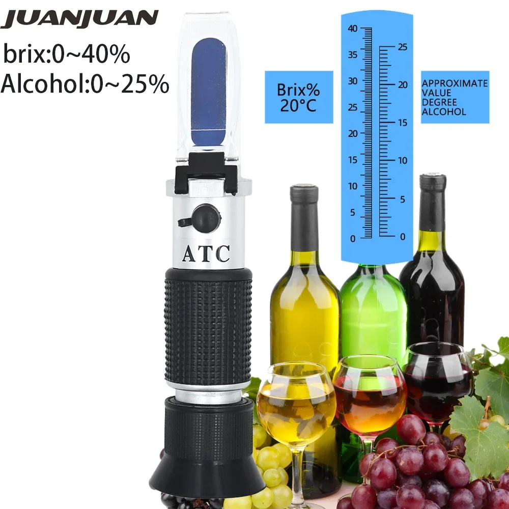 Handheld Alcohol Refractometer Dual Scale 0-40% Brix