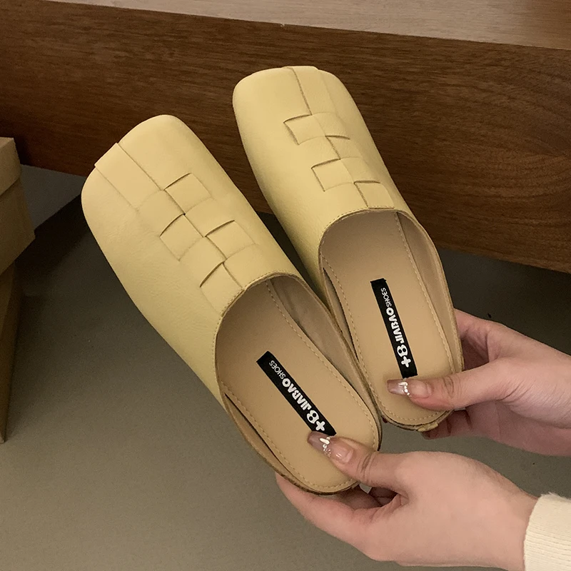 Fashion Breathable Ballet Falts Shoes Round Toe Buckle Strap Women's Pumps Printing Mary Jane Women Slippers Genuine Leather