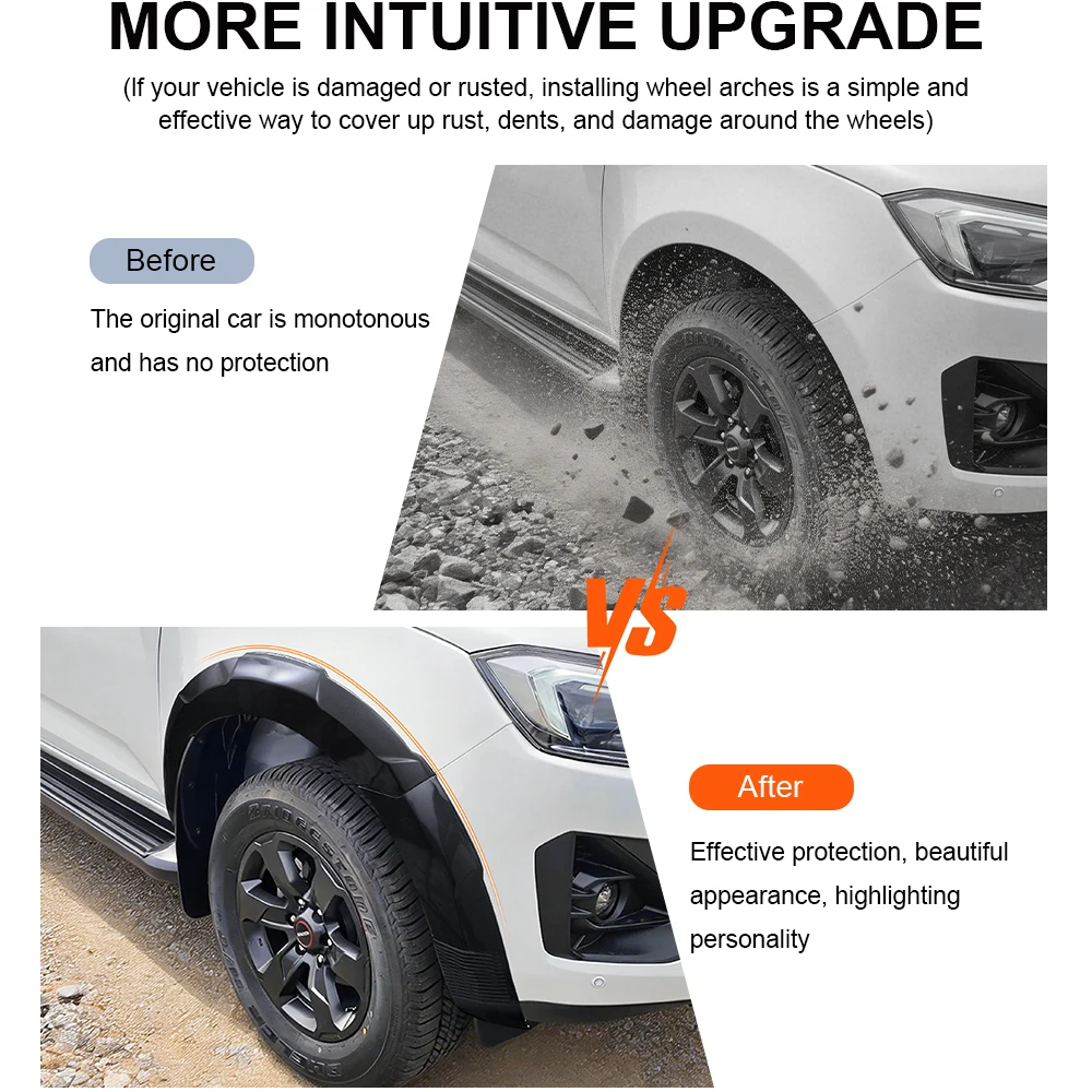 이즈즈 D-맥스 Dmax 2024 2025 2026용 OEM 펜더 플레어 휠 아치 머드가드 글로시 블랙 오프로드 더블캡 픽업 자동차 액세서리