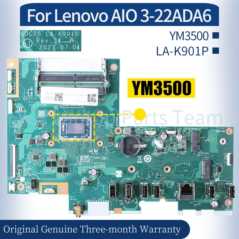 

LA-K901P For Lenovo AIO 3-22ADA6 Mainboard 5B20U54606 5B20U54602 YM3500 All-in-one Laptop Motherboard