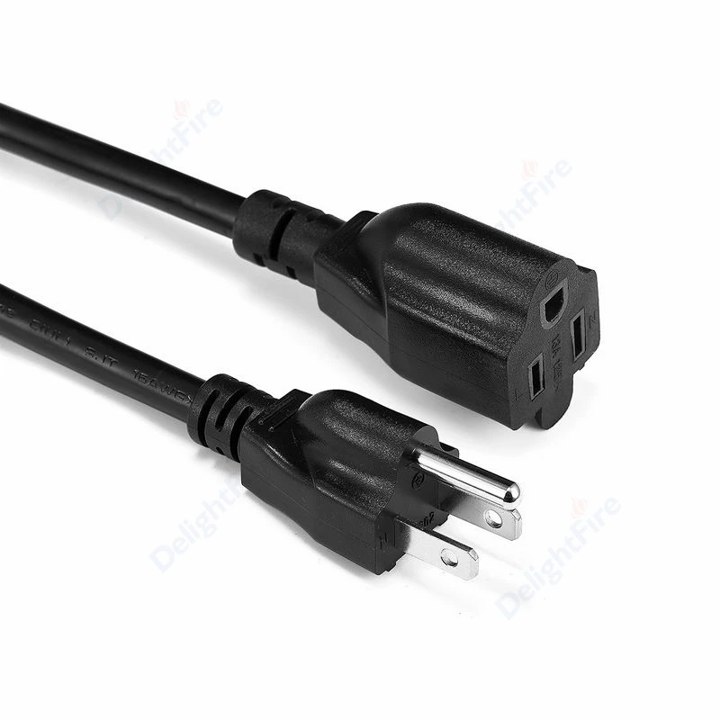 USA Plug Power Extension Cord NEMA 5-15R to 5-15P 1m 16AWG Power Cable For Desktop PC Computer Monitor PSU Antminer Printer TV