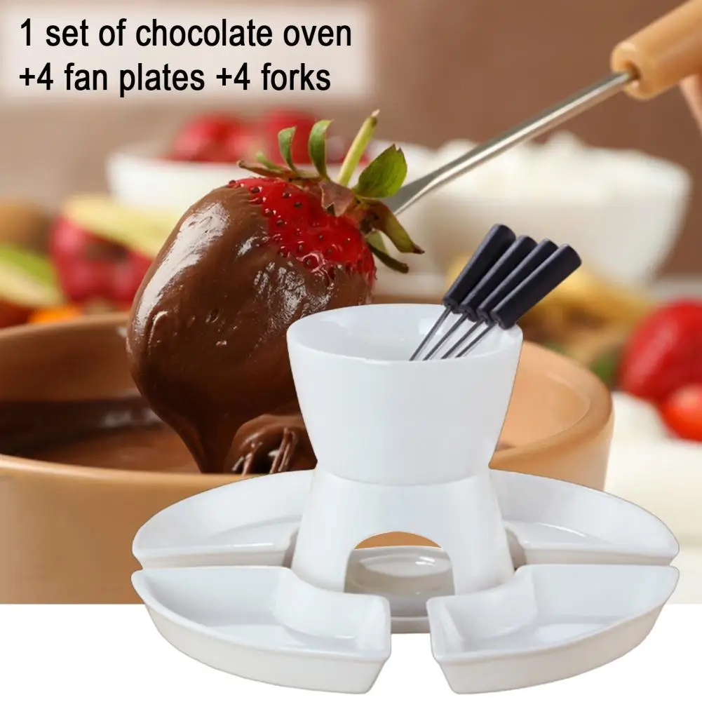 Butter Sauce Fondue Elegant Ceramic Fondue Butter Warmer Set for Chocolate Cheese Caramel High-temperature for Even Dipping