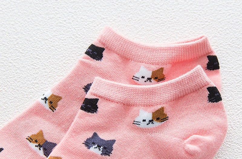 5 Pairs Neue Frauen Socken Niedlichen Cartoon Katze Baumwolle Ankle Socken Bunte Lustige Socken Mädchen Atmungsaktive Casual Socken Calcetines Mujer – Detail 6