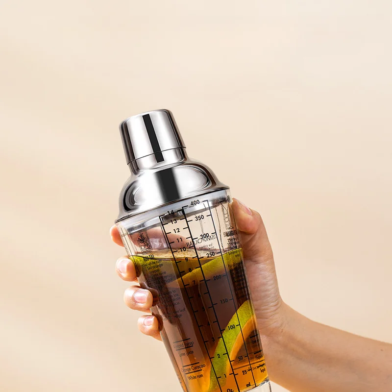 400/600ML Glass Cocktail Shaker Transparent Cup Mixing Shaker Hand Leakproof Party Bar Home Wine Glass Champagne Bartender Tools cocktail shaker