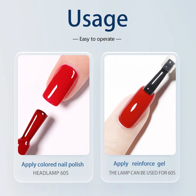 15ml Reinforcing Gel Base Coat Top Coat Nail Gel Polish Tempered Full Coverage Semi Permanent Soak Off UV LED Lacquer