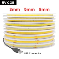 DC 5V USB COB Strip 3MM 5MM 8MM White/Pink/Red/White/Yellow/Yellow/Ice Blue/Green Flexible Ribbon Rope Home Decor TV Backlight - Image 2