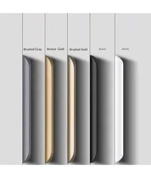 มือจับตู้อลูมิเนียมแบบซ่อน 80-1200 มม., มือจับลิ้นชักแบบปิดขอบ, มือจับประตูตู้เสื้อผ้าโค้งทันสมัยสำหรับเฟอร์นิเจอร์ครัว 1