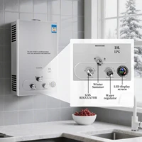 Chauffe-eau au gaz de pétrole liquéfié 10L 16L 20L chauffe-eau au GPL Kit de douche de chaudière sans réservoir en acier inoxydable pour l'extérieur et la maison 4